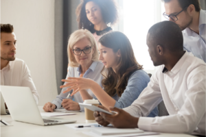 Business team working on project